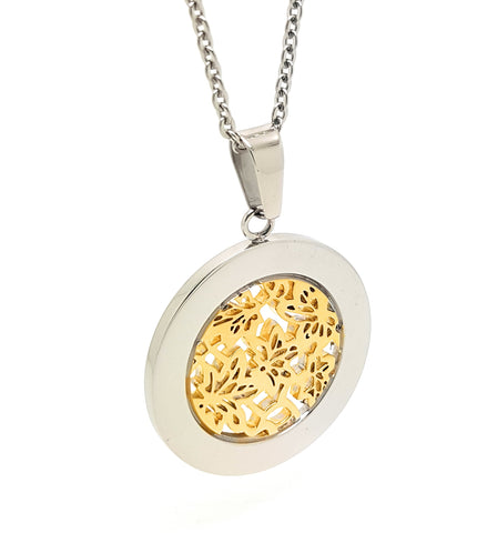 Filigree Pendant - FOLIAGE - Silver and Gold