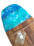 Wooden Serving Board - Handmade Resin Cheeseboard - Surfboard Shape