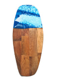 Wooden Serving Board - Handmade Resin Cheeseboard - Surfboard Shape