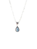 BLUE TOPAZ TEARDROP PENDANT - STERLING SILVER - 925