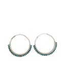 STERLING SILVER HOOP EARRINGS WITH BEADED GEMSTONES