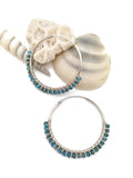 STERLING SILVER HOOP EARRINGS WITH BEADED GEMSTONES