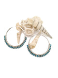 STERLING SILVER HOOP EARRINGS WITH BEADED GEMSTONES