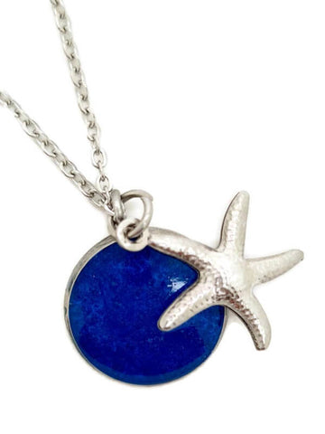 Beach Jewellery - DEEP BLUE OCEAN PENDANT with STARFISH